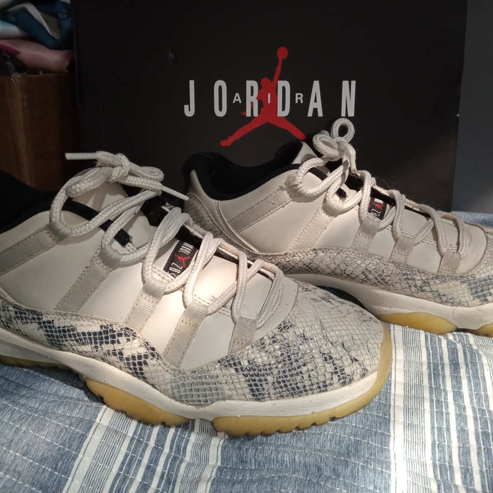 Jordan Sneakers in Cream and Black with Snakeskin Pattern